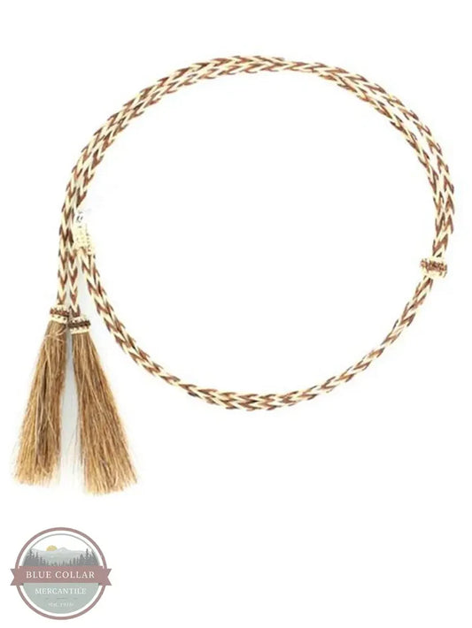 M&F 0296232 Natural Horsehair Braided Stampede String with Tassels in Rust