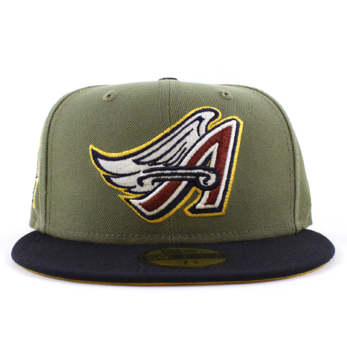 Anaheim Angels 40TH SEASON New Era 59Fifty Fitted Hat (GITD GREEN BARK NAVY GRILLED YELLOW Under Brim)