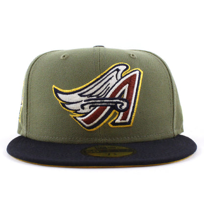 Anaheim Angels 40TH SEASON New Era 59Fifty Fitted Hat (GITD GREEN BARK NAVY GRILLED YELLOW Under Brim)