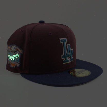 Los Angeles Dodgers 40th Anniversary New Era 59Fifty Fitted Hat (MAROON OCEANSIDE BLUE KHAKI Under Brim)