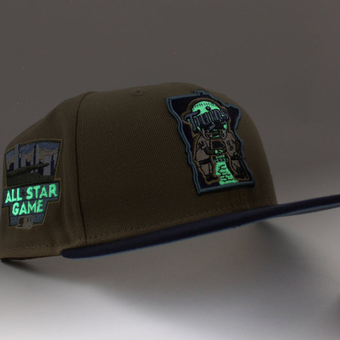 Minnesota Twins 2014 All Star Game New Era 59Fifty Fitted Hat (Glow in the Dark Khaki Navy Sky Blue Under Brim)