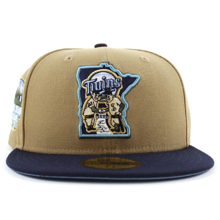 Minnesota Twins 2014 All Star Game New Era 59Fifty Fitted Hat (Glow in the Dark Khaki Navy Sky Blue Under Brim)