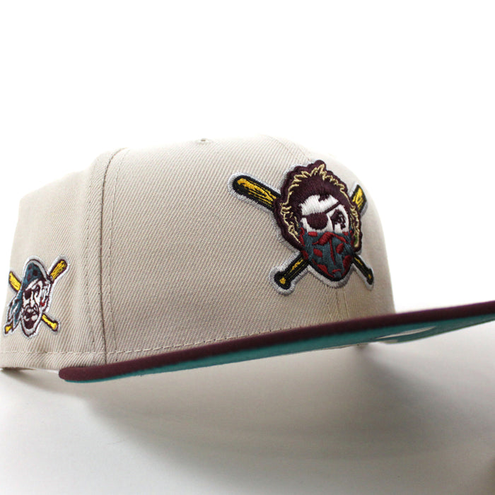 Pittsburgh Pirates PIRATES PATCH 59Fifty New Era Fitted Hat (STONE MAROON NORTHWEST GREEN Under Brim)