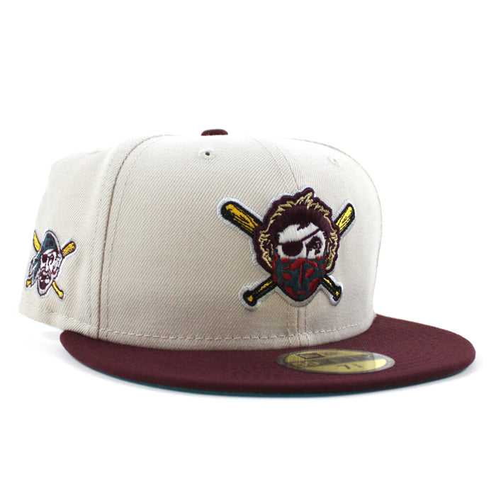 Pittsburgh Pirates PIRATES PATCH 59Fifty New Era Fitted Hat (STONE MAROON NORTHWEST GREEN Under Brim)