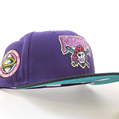 Pittsburgh Pirates THREE RIVERS STADIUM 59Fifty New Era Fitted Hat (PURPLE BLACK AQUA Under Brim)